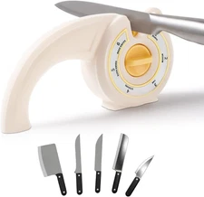 6-In-1 Knife Sharpener with Rotary Knob, Multi-Use Sharpener for Kitchen Knives,