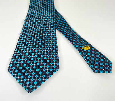 Countess Mara Geometric Necktie Mens Black Blue Silk Diamond Business Career