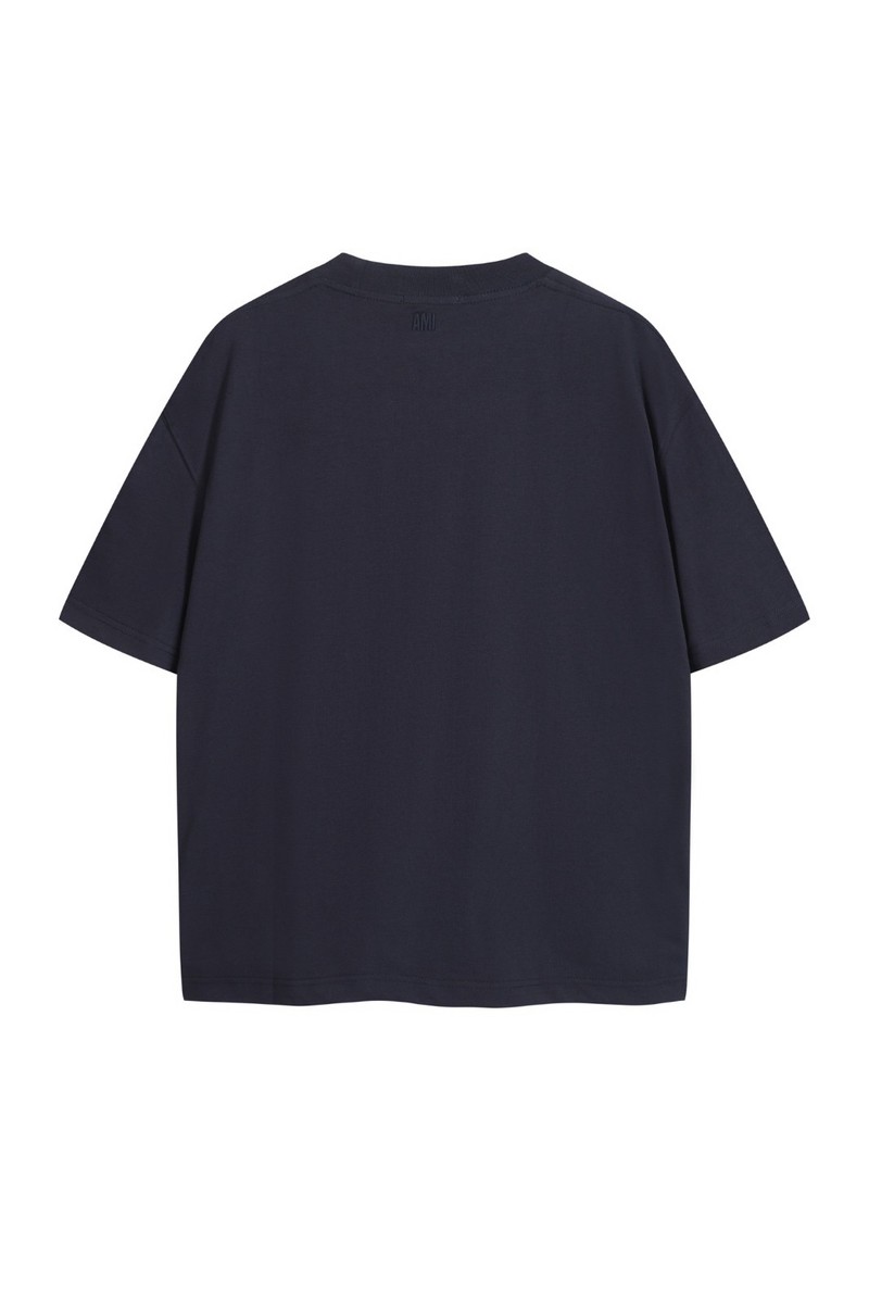AMI PARIS Tee Men's Navy blue & Beige Short Sleeved T-Shirt S-M-L