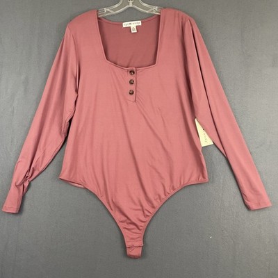 NWT Eye Candy Long Sleeve Bodysuit Mauve Pink Size 3X