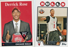 2008-09 Topps  Derrick Rose 2 Card Rookie Lot Base # 196 & 58-59 Parallel # 196
