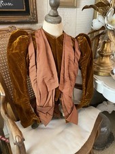 Antique Edwardian Copper / Brown Silk  Velvet Bodice w/Puff Sleeves