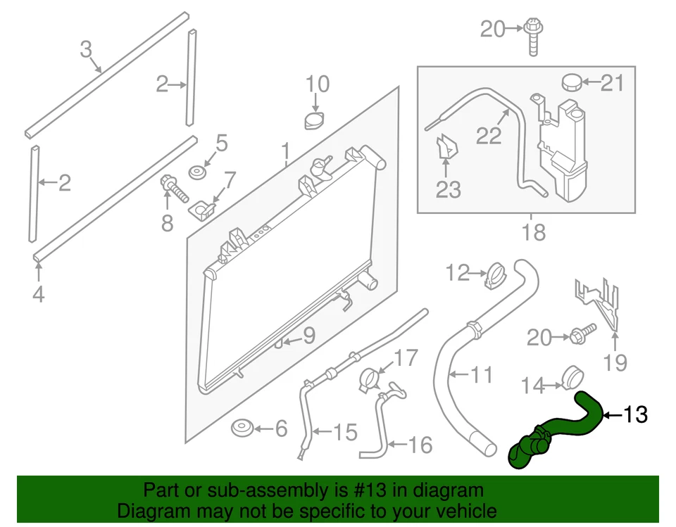 Nissan Pathfinder 2013-2016 genuino - manguera inferior 21503-3JA0A Foto 3 de 3