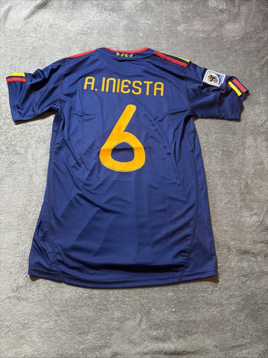 Iconic Iniesta #6 Spain 2010 World Cup Champions Rare Away Soccer