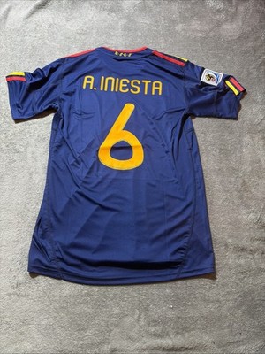 スペイン代表 A. INIESTA 6番 ユニフォーム 2010 W杯初優勝決勝 Iconic Iniesta #6 Spain 2010 World Cup Champions Rare Away Soccer