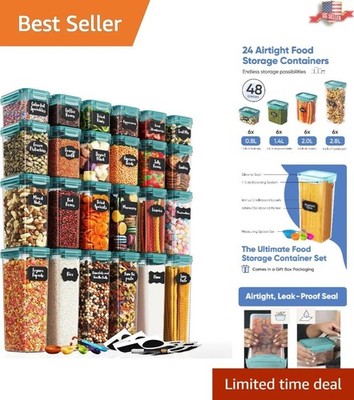 BPA-Free Teal Food Storage Container Set - 24 Stackable Kitchen Essentials
