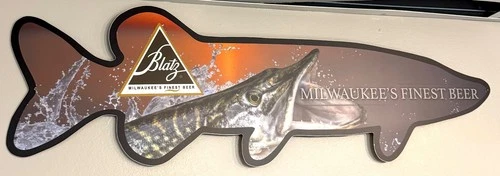 LARGE Vintage Blatz Northern Pike Beer Sign