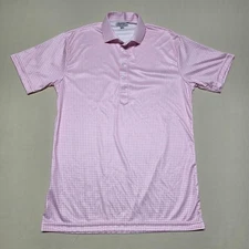 Collars & Co Mens Pink Gingham Dress Collar Polo Shirt Size Small Pullover Check