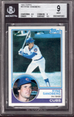 RYNE SANDBERG 1983 Topps #83 BGS 9 Mint Rookie RC w/ 9.5 Centering 