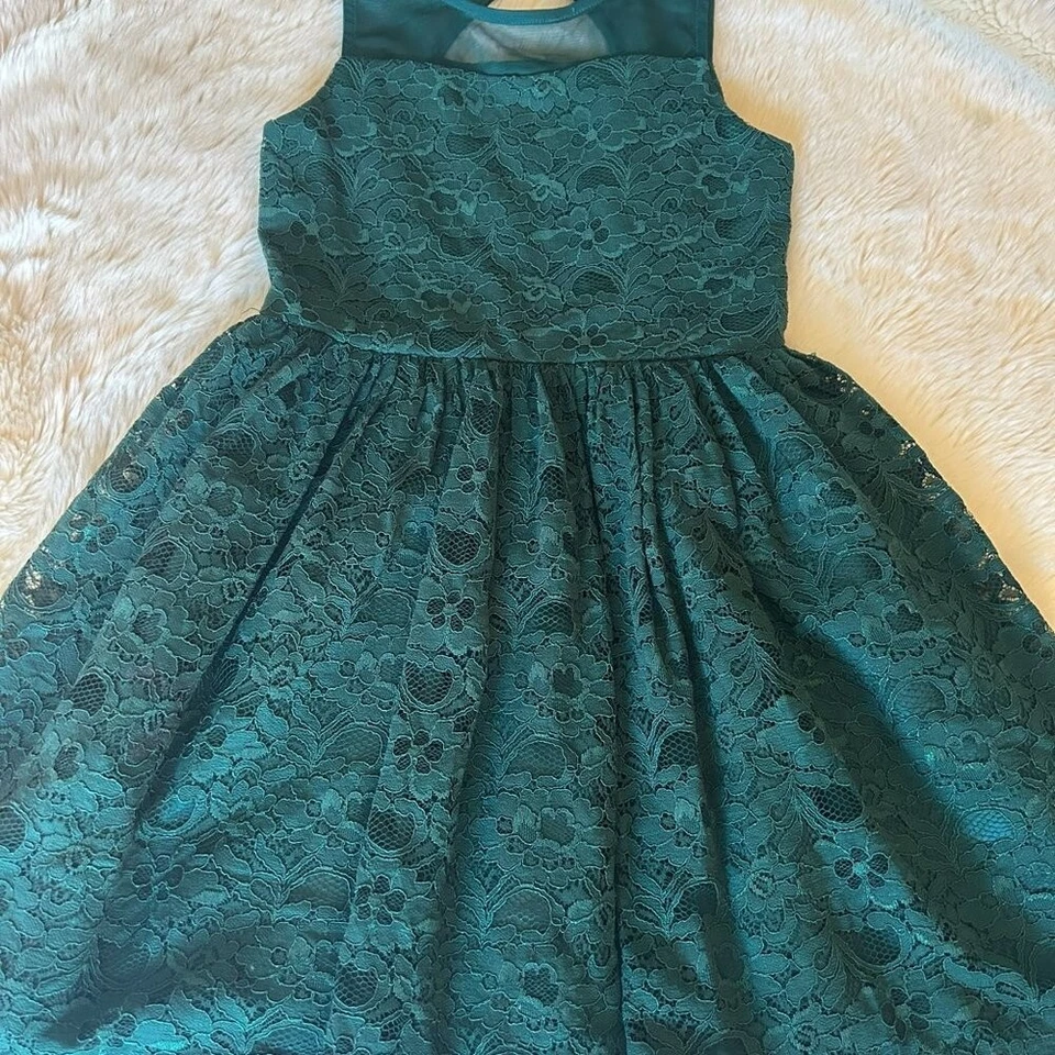 Vestido de renda feminino Zenzii tamanho G (10/12) verde escuro sem mangas - Imagem 3 de 4