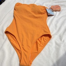 Shade & Shore Orange Strapless One Piece Swim...