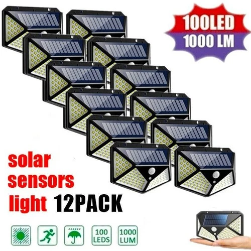12x Solar Power 100LED Light PIR Motion Sensor Outdoor Security Lamp Wall Garden