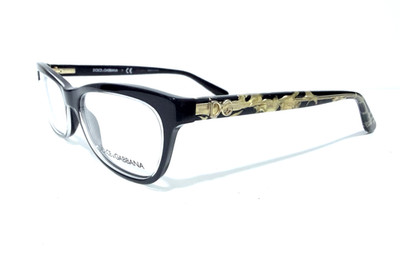 DOLCE & GABBANA DG 3221 2917 BLACK GOLD CAT EYE RX EYEGLASSES 51-16-140 MM ITALY