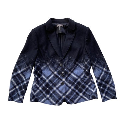 Basler Diamond Plaid Print Wool Blazer Size 40 Medium 