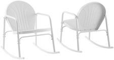 Griffith Retro Metal Outdoor Rocking Chairs, Set of 2, for Porch, Deck, Balco...
