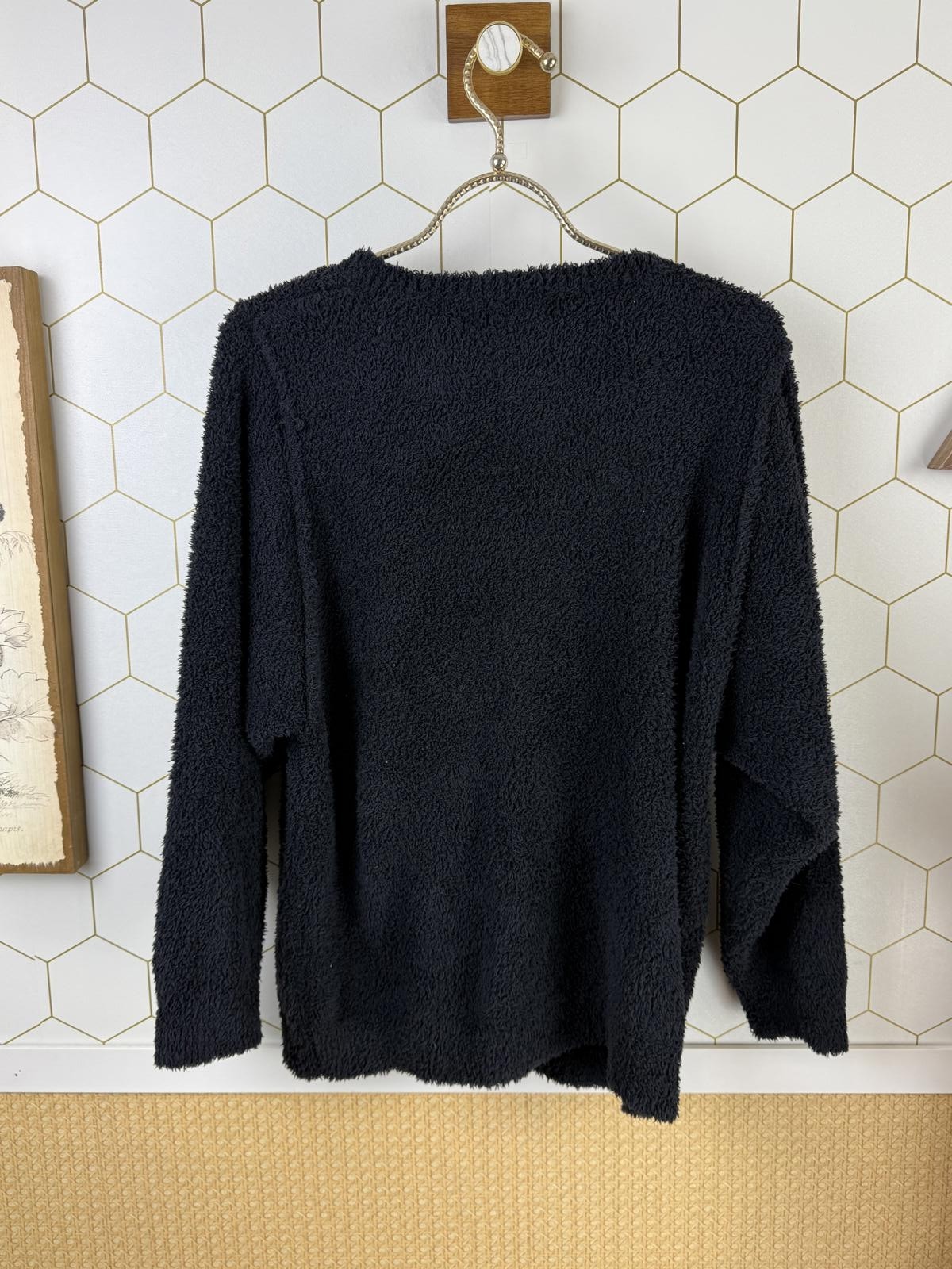 Softies Black Crew Neck Solid Marshmallow Loungew… - image 3