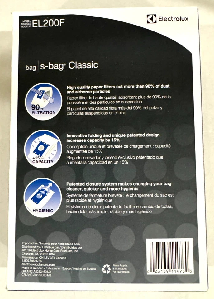 Electrolux S-Bag Classic Vacuum Cleaner Bags EL200F NEW 5 Pk OEM - Image 2 of 2