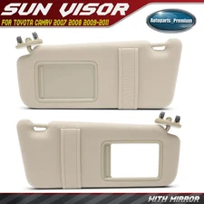 Pair Beige Sun Visor w/ Mirror for Toyota Camry 07-11 w/o Sunroof 7432006780E0