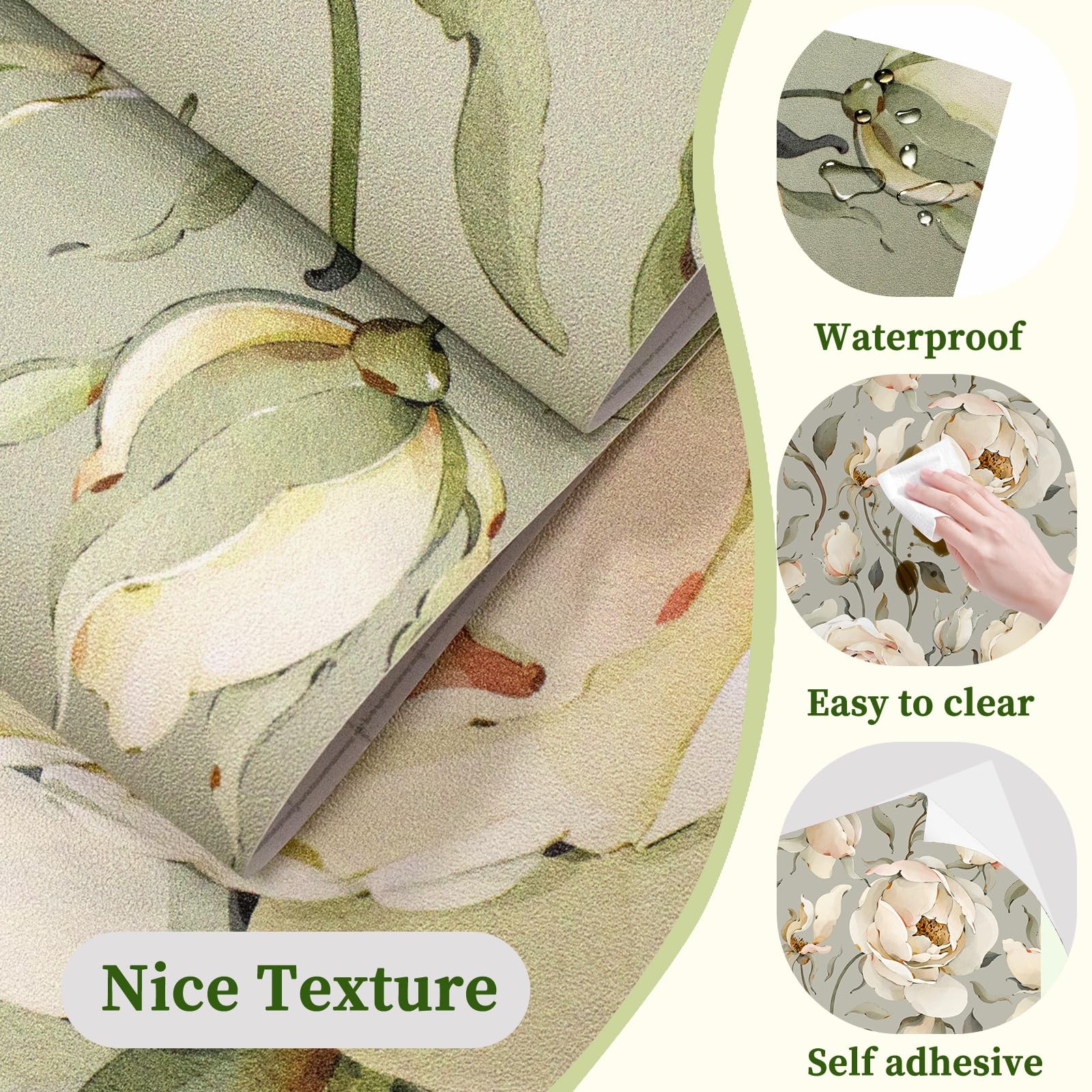 Best HAOKHOME Shelf Liner and Cabinet Floral Peony, Self-Adhesive Drawer Liners