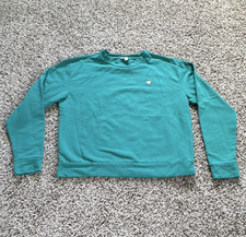 GUESS Los Angeles Women  s Teal Fleece Long Sleeve Crewneck Logo Sweatshirt XS