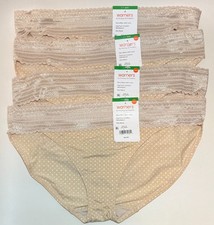 NWT 4 Warner's No Pinching No Problems Bikini Panties 5509 Dots Size 7/L