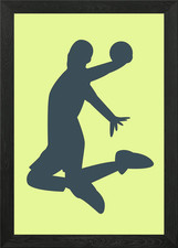 Silhouettes of basketball Framed Wall Art Poster Canvas Print Picture