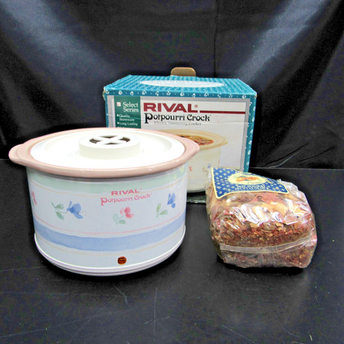 Rival Vintage Potpourri Crock Pot Model 3207 Floral Design Scent Warmer
