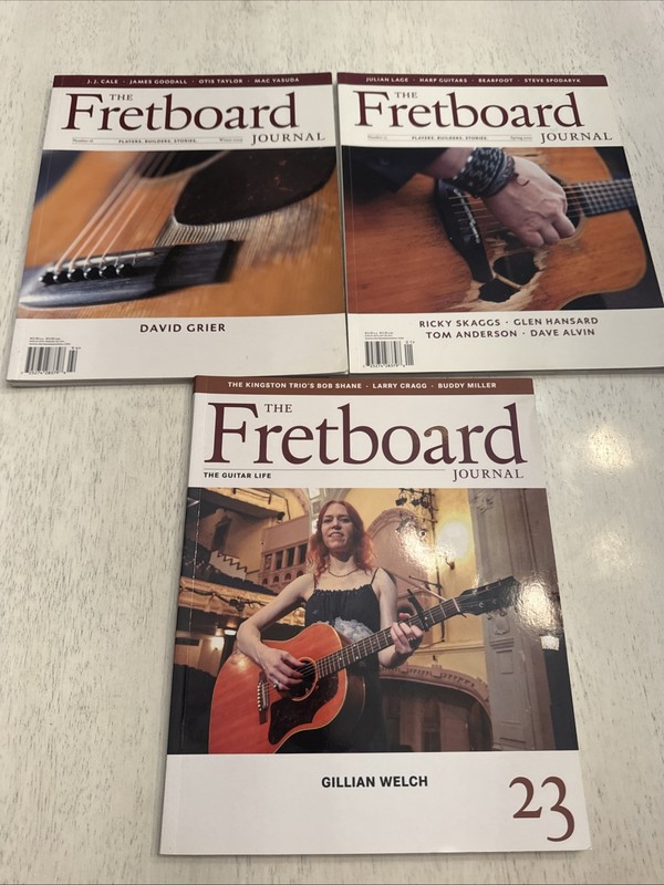 Fretboard Journal Lot 16,17 & 23. David Grier, Ricky Skaggs Gillian Welch Guitar