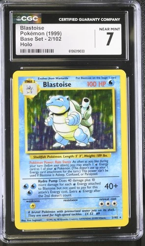 CGC 7 Blastoise 1999 Base Set 2/102 Holo Pokemon Card