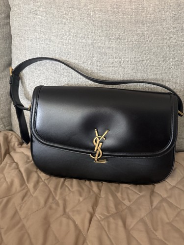 Saint Laurent YSL Large Solferino Black Leather Bag Authentic Entrupy