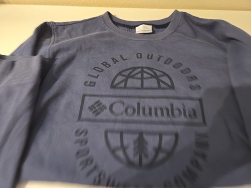 Columbia Mens Sweatshirt Medium Blue Long Sleeve Crew Neck Logo Cotton - Picture 2 of 4