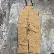 NWT Carhartt Insulated Duck Bib Overalls Size 48x34 Brown Loose Fit Quilted R38