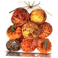  Fall Decorative Balls for Bowls, Pumpkins Bowl Fillers, Orange Pumpkins