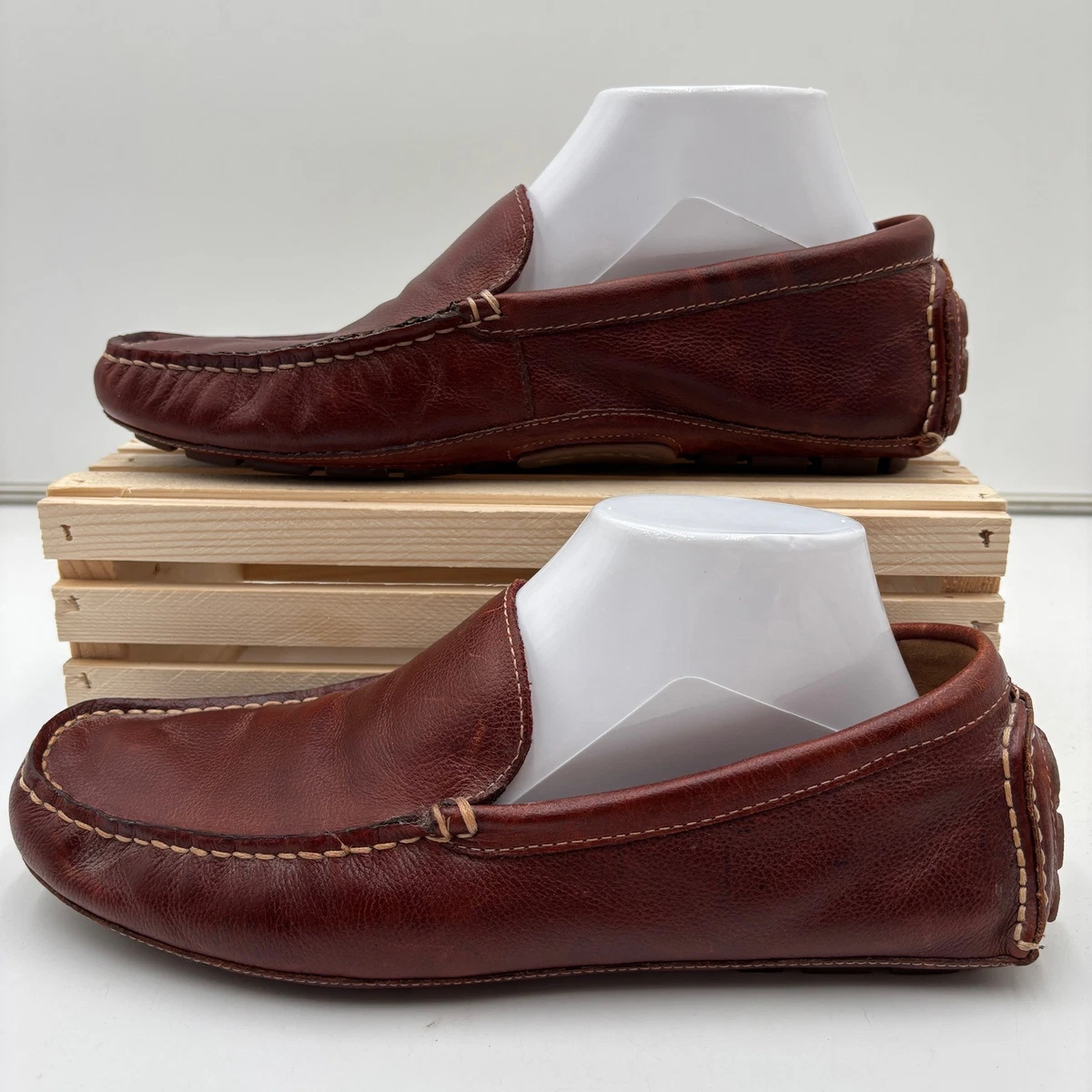Johnston Murphy Mens 9 Brown Leather Driving Moccasin Slip On Loafers Men main image 4