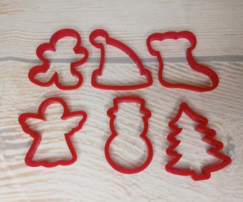 New! Set of 6 Christmas Sugar Cookie Cutters Baking Holiday Snowman Gingerbread