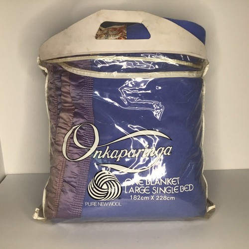 2 X Onkaparinga Pure New Wool Blankets Large Single Bed Blue Pair - Picture 5 of 9