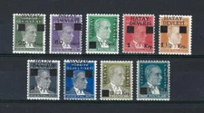 Hatay 1939 Sc# 2/11 overprints Devleti some shifted on 9 Turkey stamps MNH
