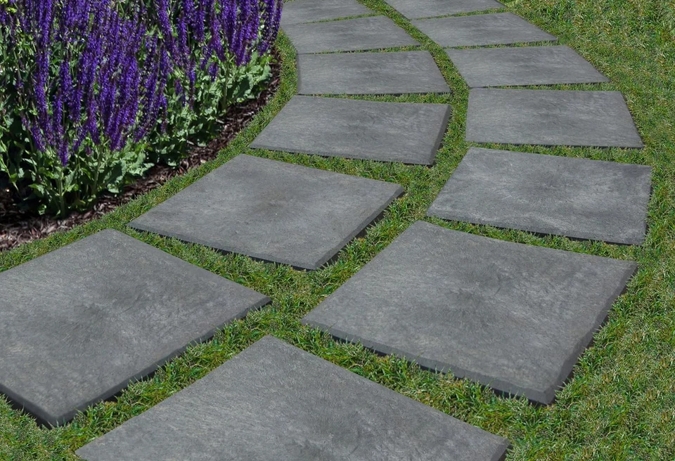 4-piece 12"x12" Step Stomp Stone Patio Block Garden Paver Slate Gray 4 ft² Total - Image 2 of 4