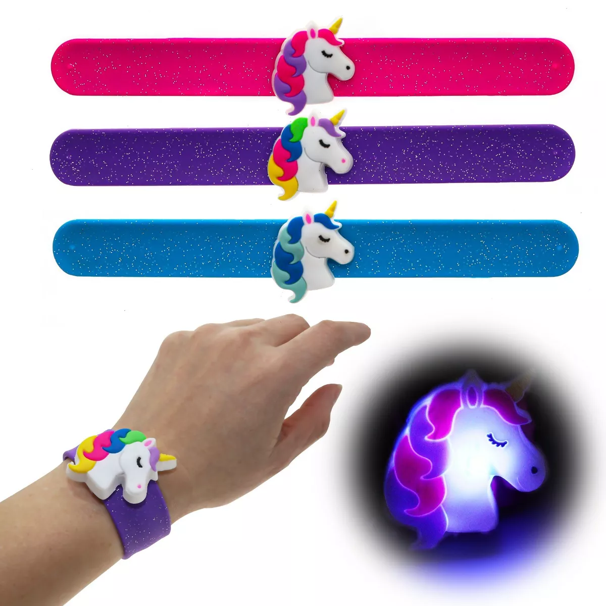 Frog Sac 6 Bracelets for Kids, Glow in The Dark Silicone Beaded Bracelet Pack