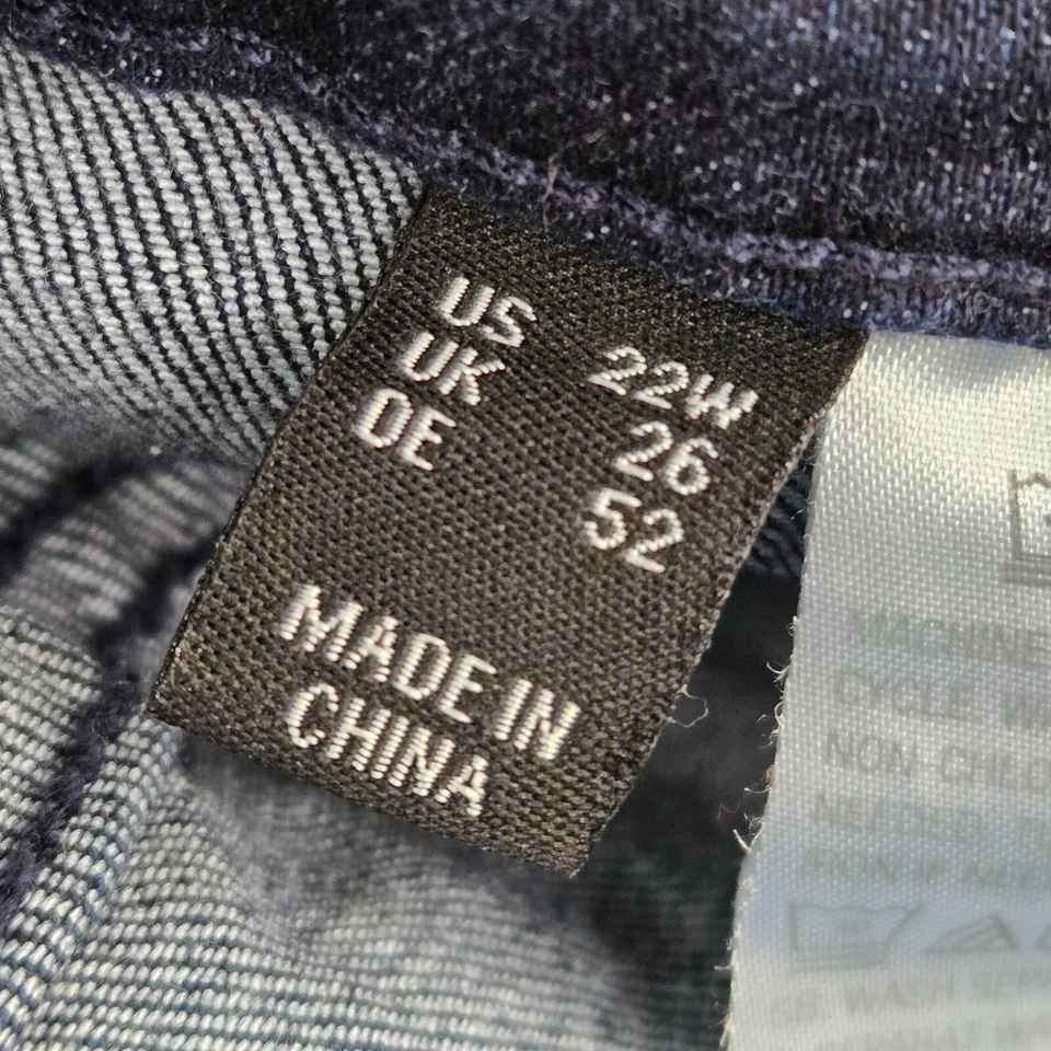 Susan Graver Women Jeans 22W Blue Wide Leg High Rise Dark Wash Cotton 24" Inseam - Image 3 of 4