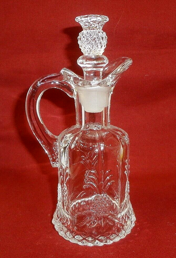 1948 HEISEY glass PLANTATION pattern 6 3/8" OIL BOTTLE & STOPPER3 Oz