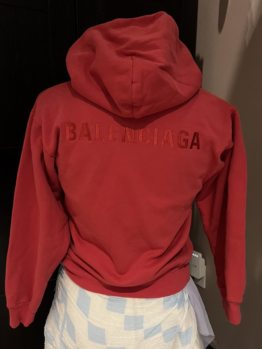 BALENCIAGA kidsスウェット フード付き Balenciaga Kids Washed Red Center Logo Monogram Hoodie Size