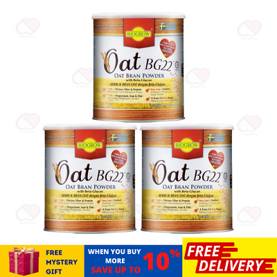 3 Tins X Biogrow Bg22 Oat Beta Glucan Powder 480G, Lowers Cholesterol Naturally