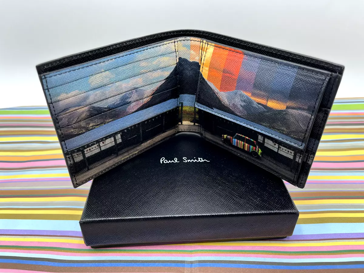 PAUL SMITH Mini Mountain Interior Billfold and Coin Artist Stripe Leather Wallet PAUL SMITH Mini Mountain Interior Billfold and Coin Artist Stripe Leather Wallet
