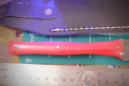 Damascus Xmas Red Dagger knife display setup. lighted. Santas little helper - Picture 17 of 24