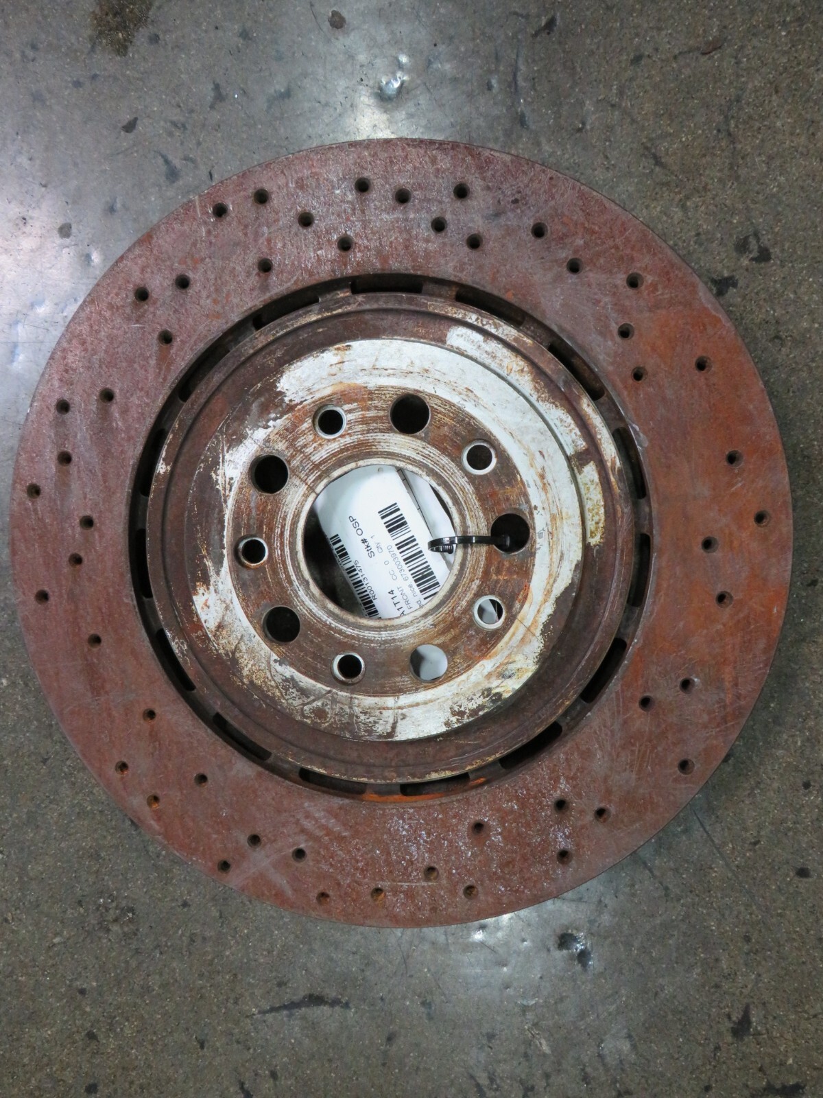 2014 Maserati Quattroporte, Front Brake Rotor, Cross Drilled, Used P/N 673003970