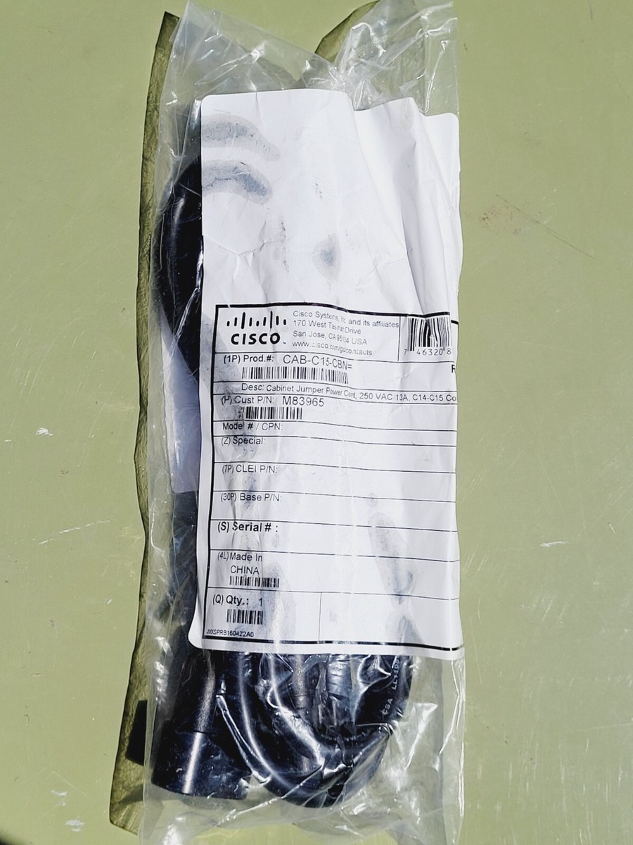 Prolunga Cavo Alimentazione Cisco 72-4161-01 - Connettori C14 A C15 - 4 Piedi (1.2m)