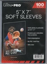 100 ULTRA PRO 5"x7" PREMIUM SOFT SLEEVES Fit Topload Photo Clear Poly No PVC 5x7