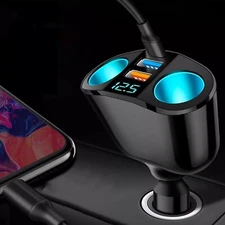 Outlet 12V Dual USB Car Cigarette Lighter Socket Splitter Power Adapter Charger
