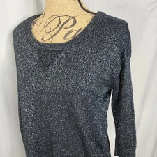 A.N.A. a new approach Size Small Metallic Navy 3/4 Sleeve Split Seam Knit Top